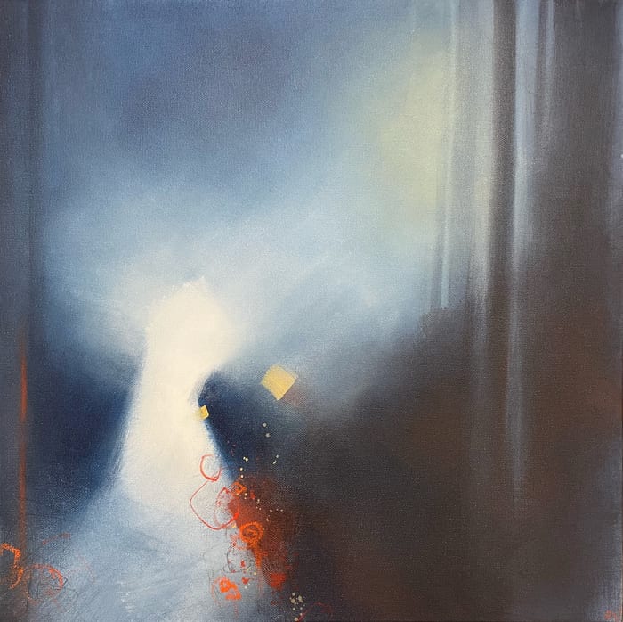 A Piece Of Me Goes With You — Acrylic, oil pastel, and graphite on canvas · 20 × 20 × 1.5 in · 2021