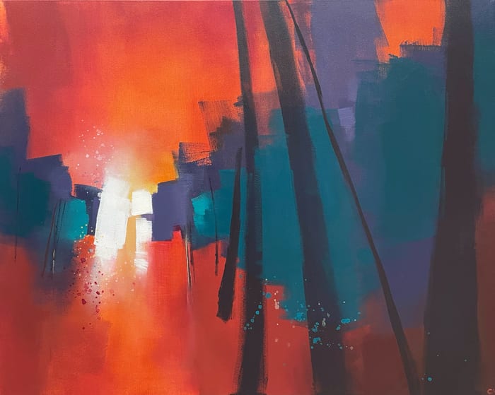 Be Ready When The Levy Of Your Heart Breaks Open — Acrylic On Canvas · 24 × 30 × 1.5 in · 2022