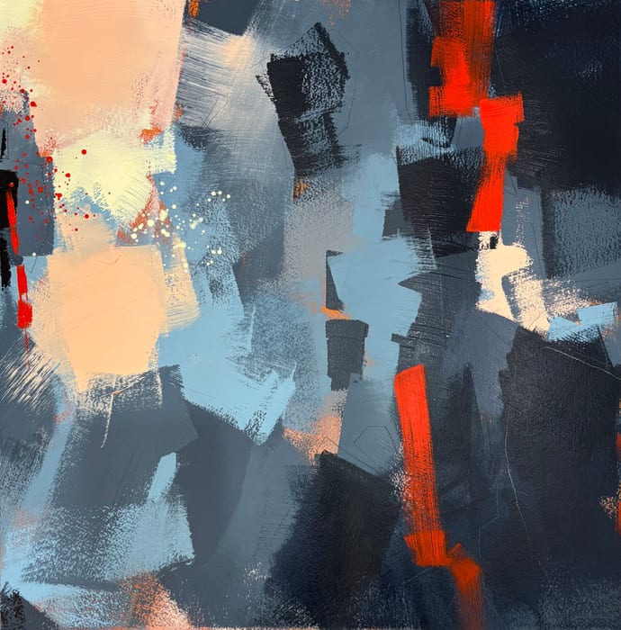 Broken Arrows - Study 1 — Acrylic and charcoal pencil on canvas · 28 × 28 in · 2025