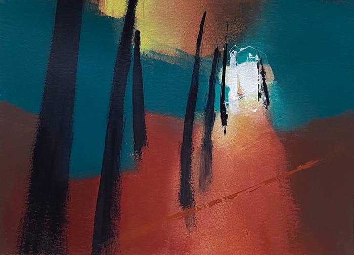 Cascadia 1 (Study) — Acrylic on paper · 9 × 12.5 in · 2022