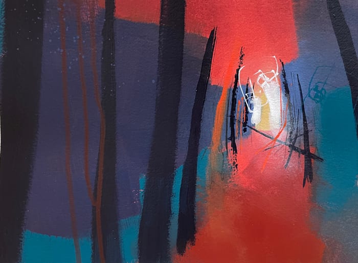 Cascadia 3 (study) — Acrylic and pencil on paper · 9.5 × 12.5 in · 2022