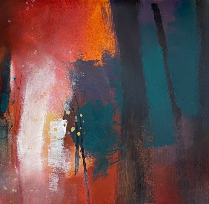 Chaos Cascadia 1 — Acrylic on paper · 8 × 8 in · 2022