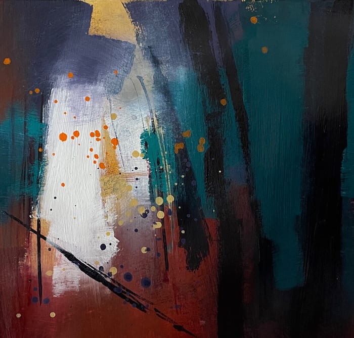 Chaos Cascadia 2 — Acrylic on paper · 8 × 8 in · 2022
