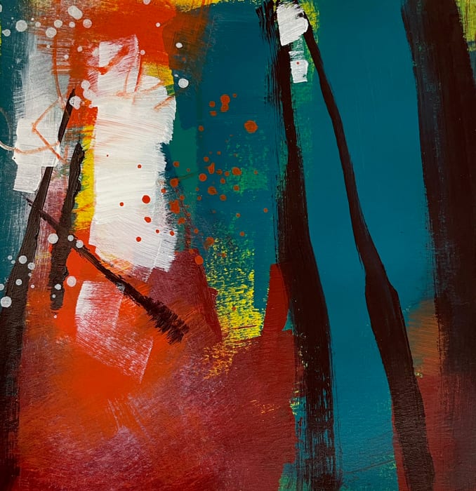 Chaos Cascadia 3 — Acrylic on paper · 8 × 8 in · 2022