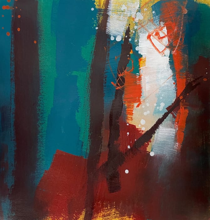 Chaos Cascadia 4 — Acrylic on paper · 8 × 8 in · 2022