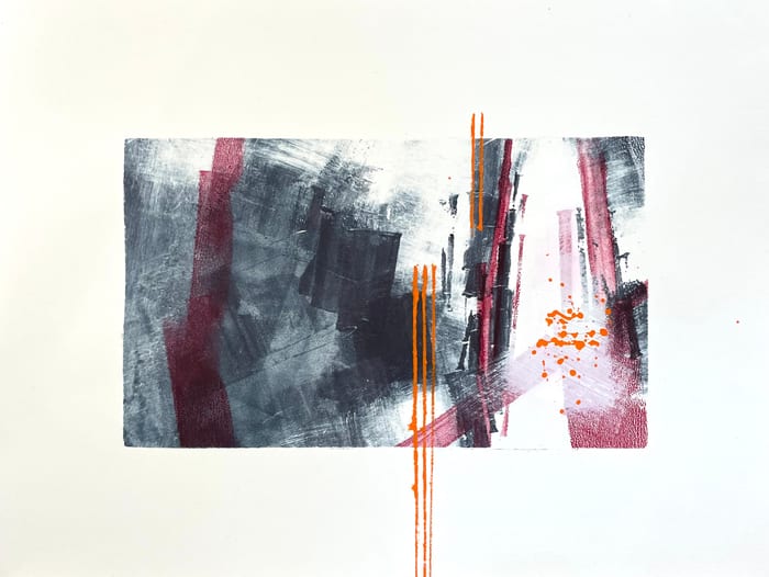Divergence 1 — Mixed media monotype · 6 × 10 in · 2023