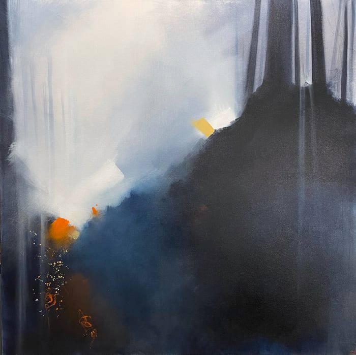 Don’t Be Afraid I’m Going With You — Acrylic,oil pastel, and graphite on canvas · 36 × 36 × 1.5 in · 2021