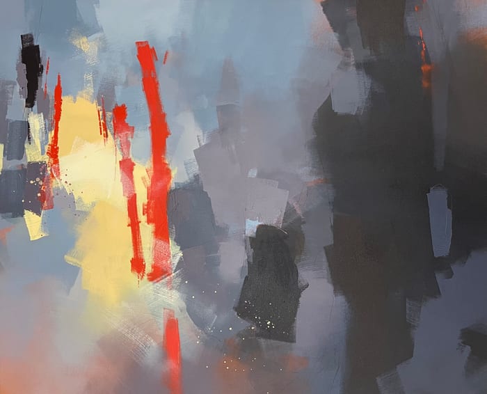 Every Broken Arrow — Acrylic and charcoal pencil on canvas · 29 × 36 × 1.5 in · 2023
