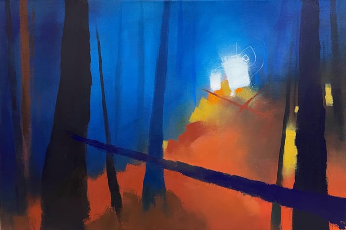 Find Me On The Other Side — Acrylic and charcoal pencil on canvas · 24 × 36 × 1.5 in · 2022