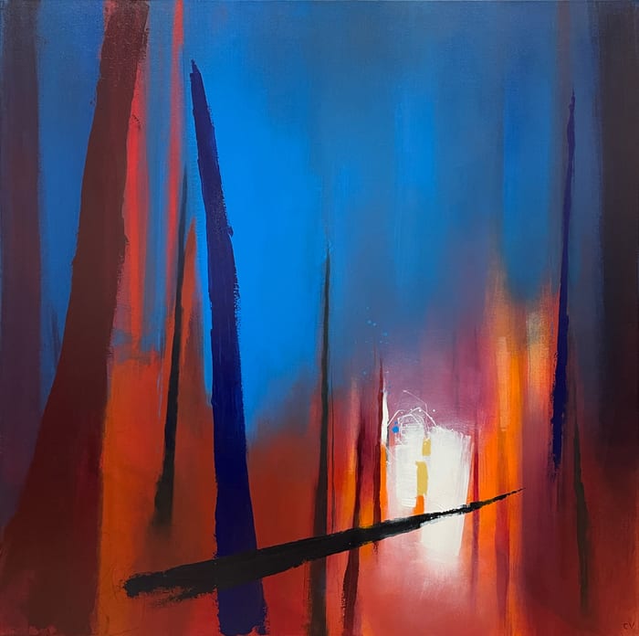 Go As Far As The Light Will Take You — Acrylic and graphite on canvas · 36 × 36 in · 2022