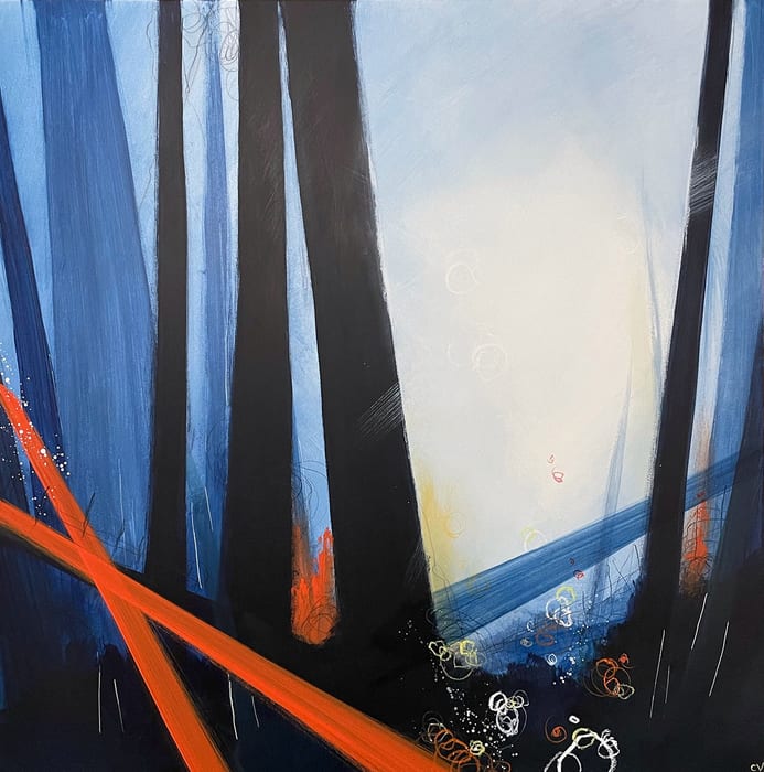 Go Now While The Portal’s Open — Mixed media on cradled wood panel · 24 × 24 × 2 in · 2021