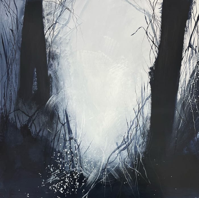 Halls of Mountains 1 — Mixed media on paper · 18 × 18 in · 2021