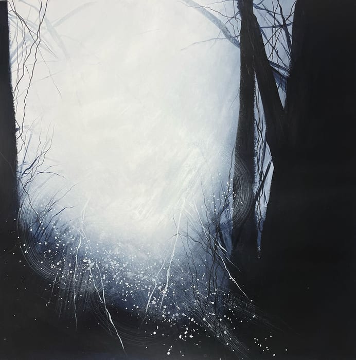 Halls of Mountains 6 — Mixed media on paper · 18 × 18 in · 2021
