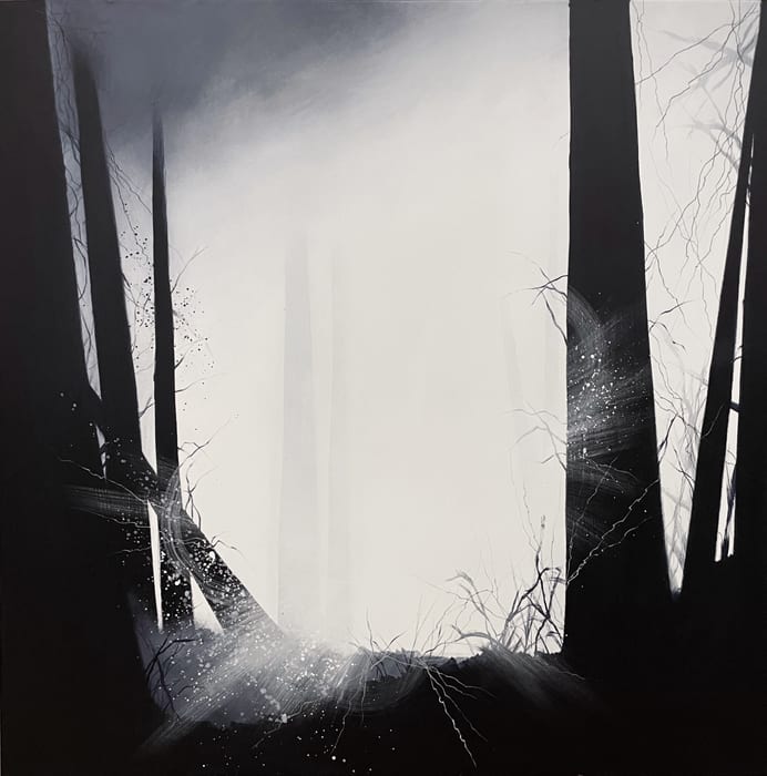 Halls of Mountains - Doorway 1 — Mixed media on cradled wood panel · 30 × 30 × 2 in · 2021