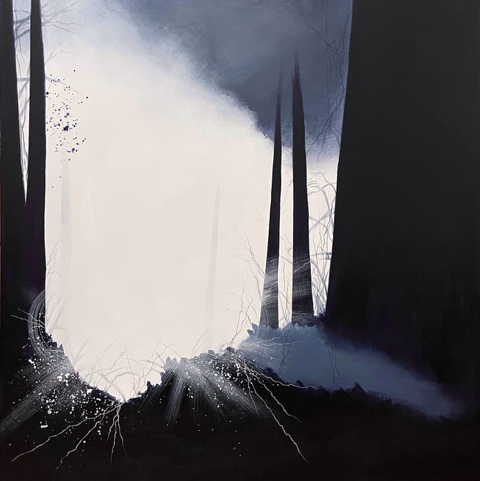 Halls of Mountains - Doorway 2 — Mixed media on cradled wood panel · 30 × 30 × 2 in · 2021
