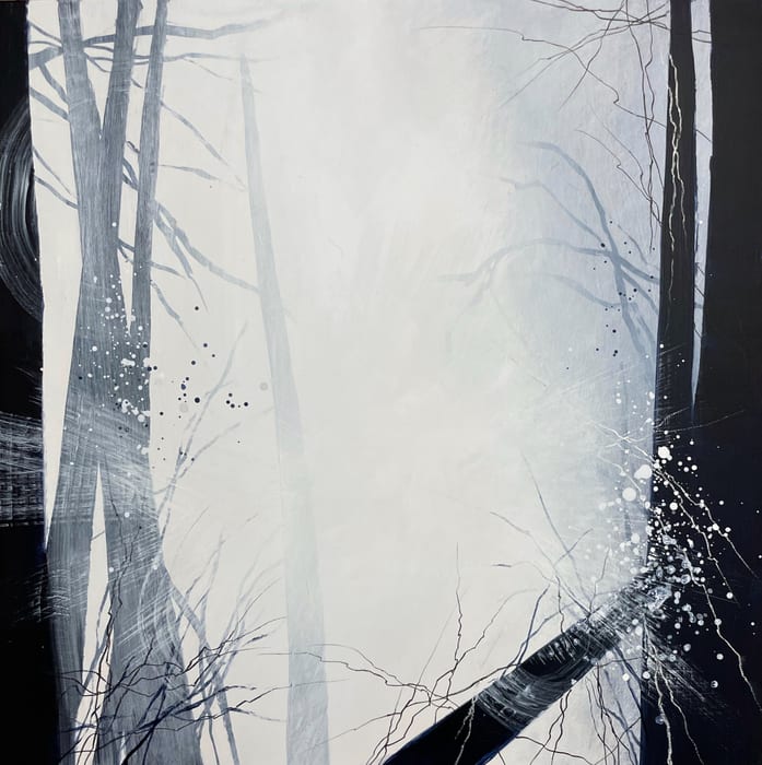 Halls of Mountains - Window 2 — Mixed media on cradled wood panel · 12 × 12 × 0.875 in · 2021