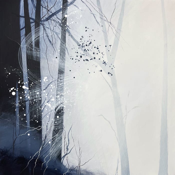Halls of Mountains - Window 4 — Mixed media on cradled wood panel · 12 × 12 × 0.875 in · 2021