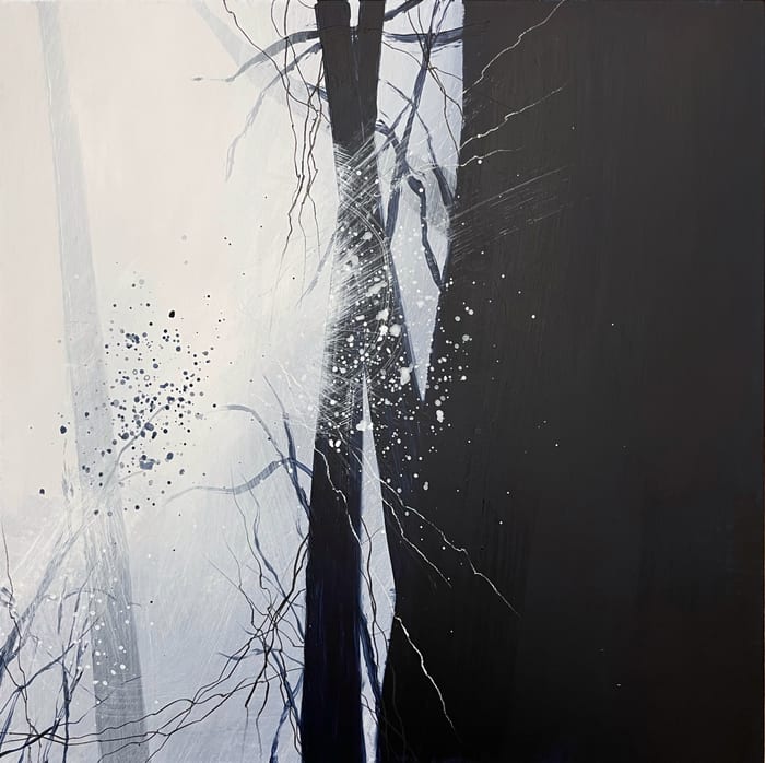 Halls of Mountains - Window 5 — Mixed media on cradled wood panel · 12 × 12 × 0.875 in · 2021