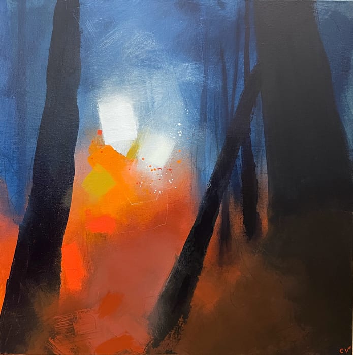 I’m Afraid You’ll Find That We’re Uncontainable — Acrylic and charcoal pencil on canvas · 20 × 20 × 1.5 in · 2022