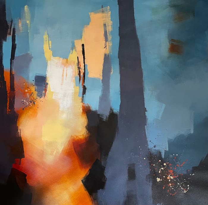 It’s Life This Difficult Problem — Acrylic, pencil, and oil pastel on canvas · 36 × 36 × 1.5 in · 2023