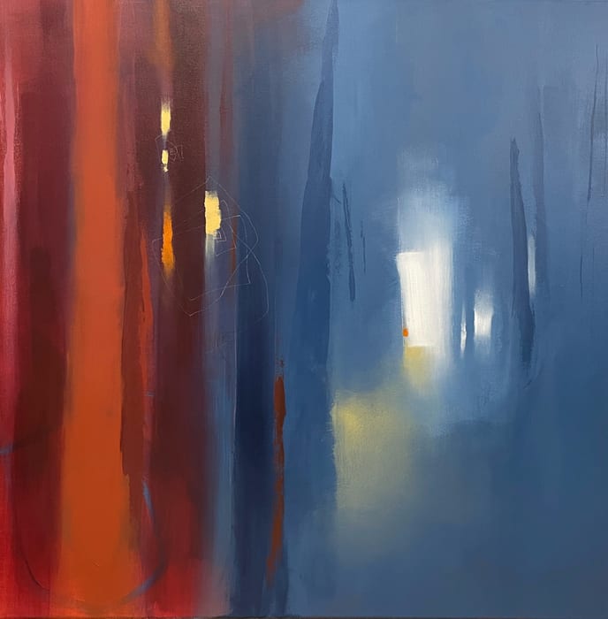 Let The Unreal Be Our Beacon — Acrylic and charcoal pencil on canvas · 36 × 36 × 0.688 in · 2022