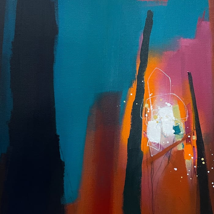Lifeline Study 10 — Acrylic and charcoal pencil on canvas mounted to panel · 14 × 14 × 1.5 in · 2022