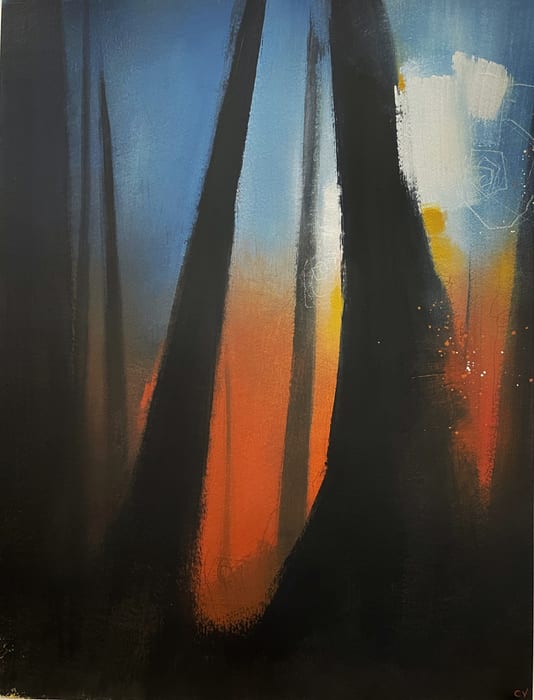 Lifeline Study 7 — Acrylic and charcoal pencil on paper · 25 × 19 in · 2022