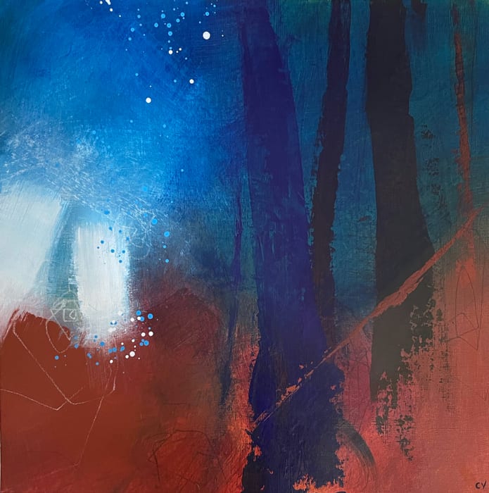Lifeline Study 8 — Acrylic and charcoal pencil on paper mounted to cradled wood panel · 12 × 12 × 1.5 in · 2022