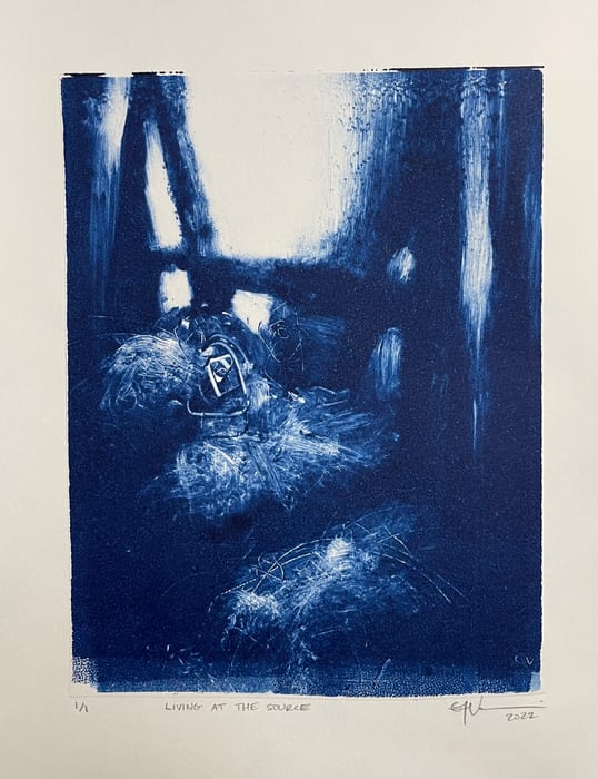 Living At The Source — Ink monotype · 9 × 7 in · 2022