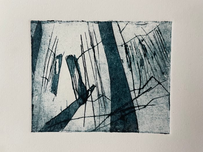 Microcataclysm — Collograph monoprint · 4 × 5 in · 2023