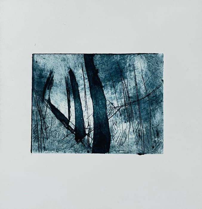Morning 1 — Collograph with drypoint · 3.75 × 5 in · 2023