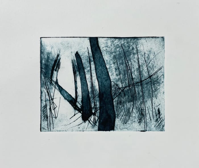 Morning 2 — Collograph with drypoint · 3.75 × 5 in · 2023