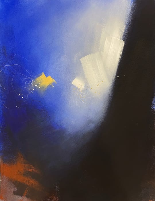 My Atoms Are Your Atoms — Acrylic and charcoal pencil on paper · 25 × 19 in · 2022