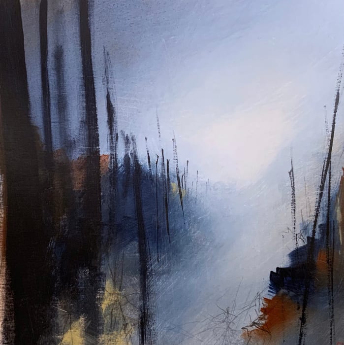 No Hiding Spaces — Mixed media on paper · 12 × 12 × 1.5 in · 2021