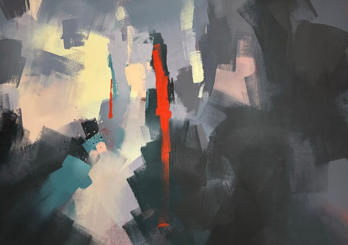Scared to Death of What’s Inside But We’re Going In — Acrylic and charcoal pencil on canvas · 24 × 34 × 2 in · 2024