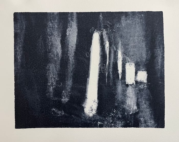 Sentinels Stand In — Ink monotype · 9 × 12 in · 2022