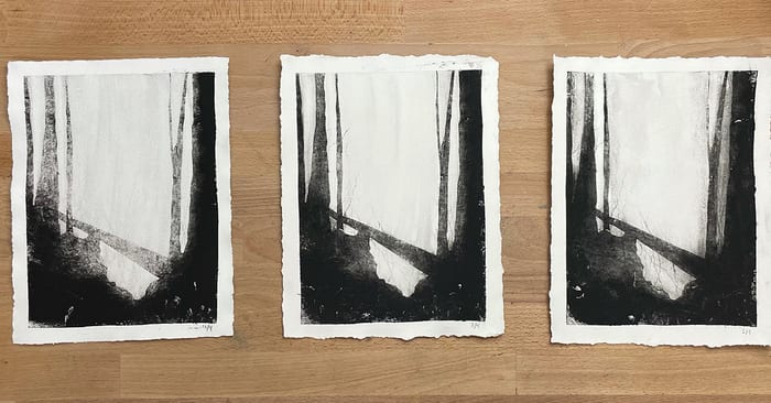 Squak Mountain: Progression — Collograph print · 2021