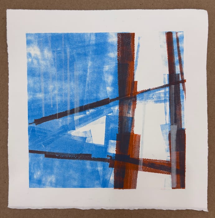 Structure / Time 1 — Ink monotype · 10 × 10 in · 2026