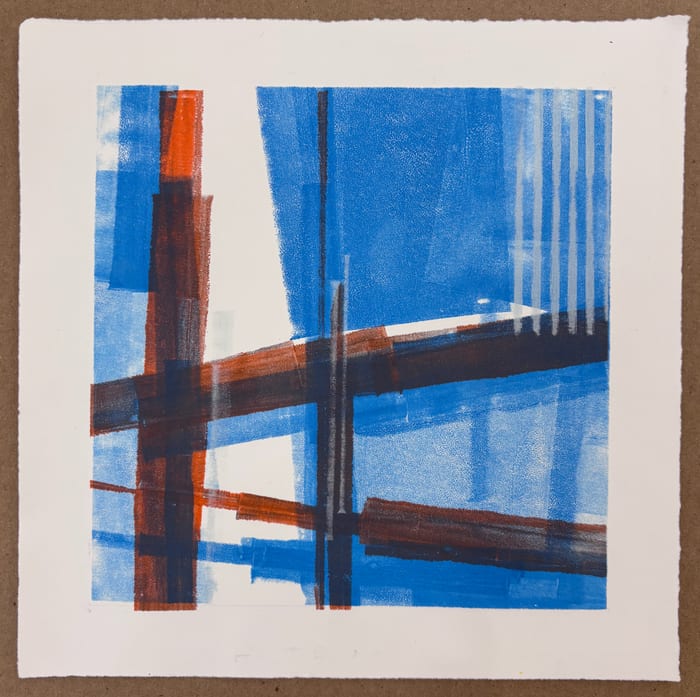 Structure / Time 2 — Ink monotype · 10 × 10 in · 2026
