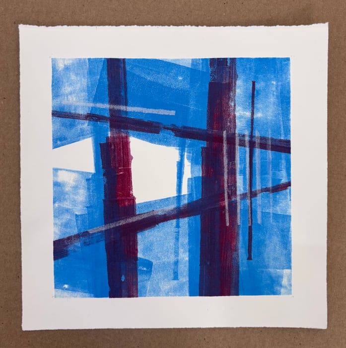 Structure / Time 3 — Ink monotype · 10 × 10 in · 2026