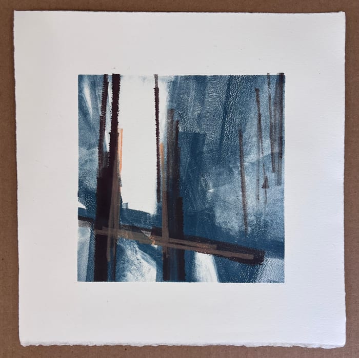 Structure / Time - Prelude 1 — Ink monotype · 10 × 11 in · 2026
