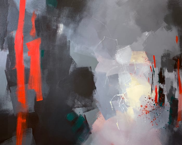The Disobediences Yet To Come — Acrylic, pencil, and oil pastel on canvas · 29 × 36 × 2 in · 2023