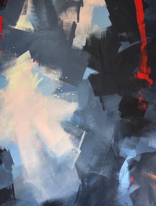 The Imminent Breach of Containment — Acrylic and charcoal pencil on canvas · 42 × 32 in · 2025