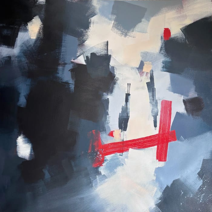 The Rivers Form the Ocean That Our Cradles Gently Ride — Acrylic and graphite on canvas · 40 × 40 in · 2026