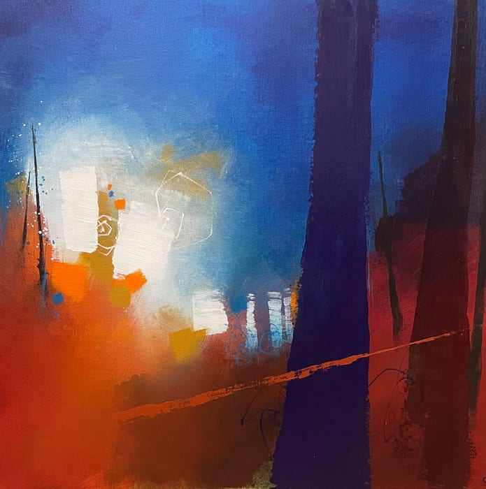 We Are Shields Made Of Light — Acrylic and graphite on canvas mounted to cradled panel · 20 × 20 × 1.5 in · 2022