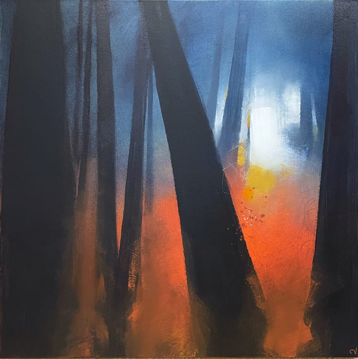 We Thread The Needle Frayed And Worn — Acrylic and graphite on canvas · 20 × 20 × 1.5 in · 2022