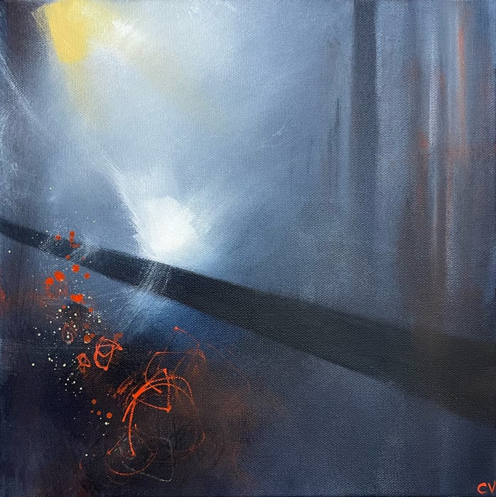 You From The Crucible — Acrylic and graphite on canvas · 12 × 12 × 1.5 in · 2021